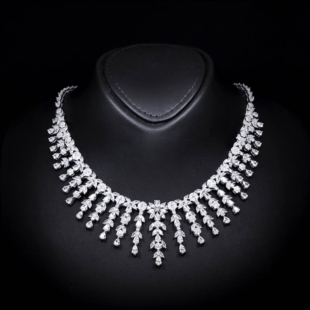 Omnia Farida White Luxury Bridal Full Set in High Quality Zircon Stone Premium Rhodium Plated - OMNIASTORES KSA