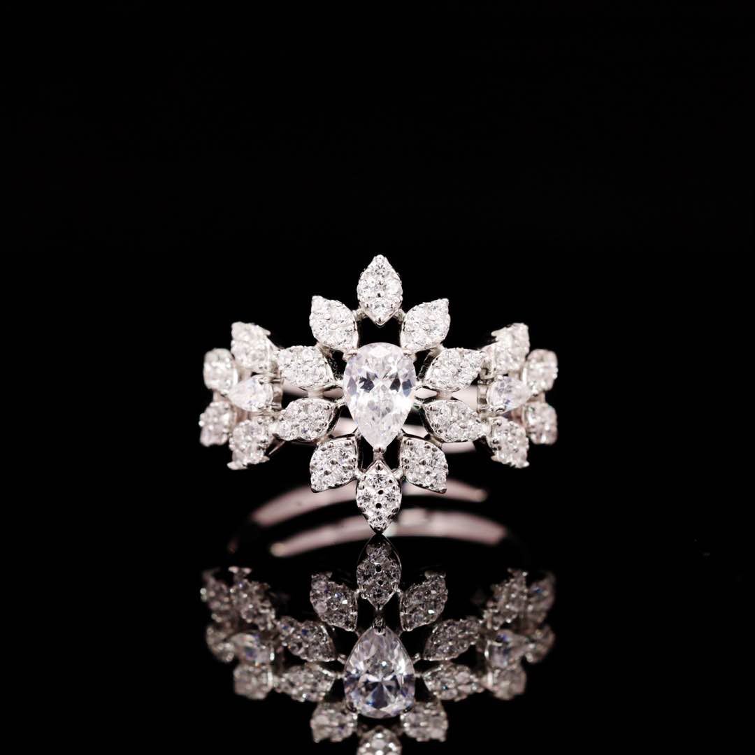Monica White Bridal Full Set in 925 Silver High Quality Simulated Diamonds