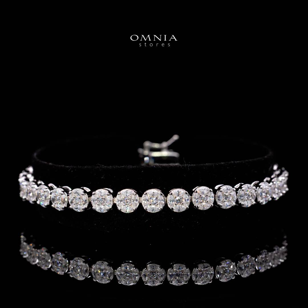 Omnia Tahani White Bracelet in 925 Silver with High Quality Simulated Diamonds - OMNIASTORES KSA