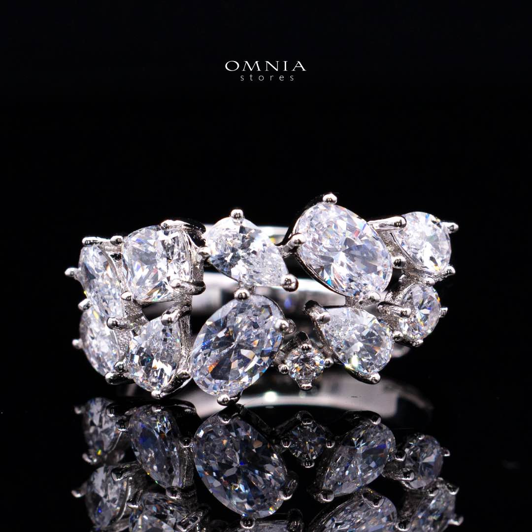 Omnia Reman White Bridal Full Set in High Quality Zircon Stone in Rhodium Plated