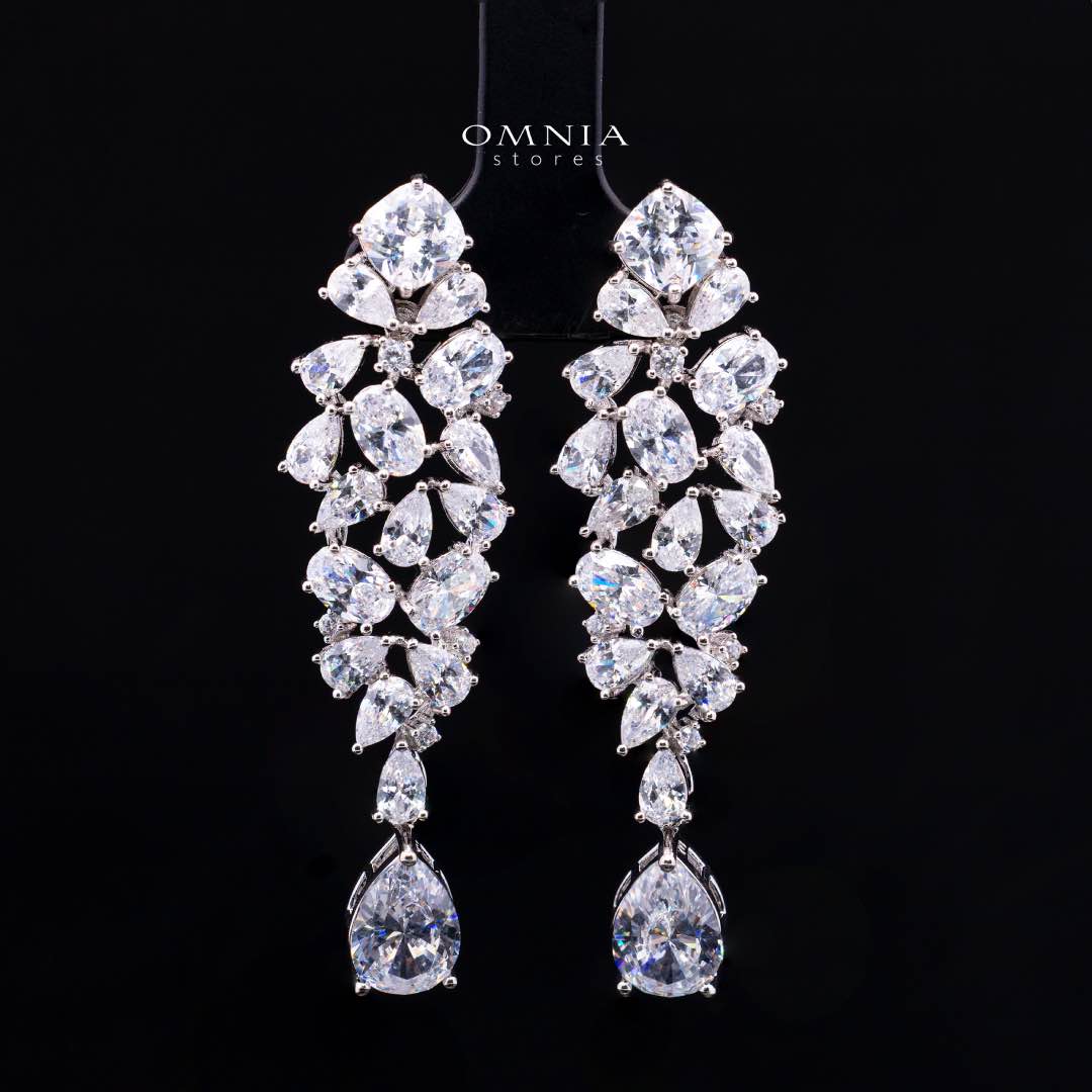 Omnia Reman White Bridal Full Set in High Quality Zircon Stone in Rhodium Plated