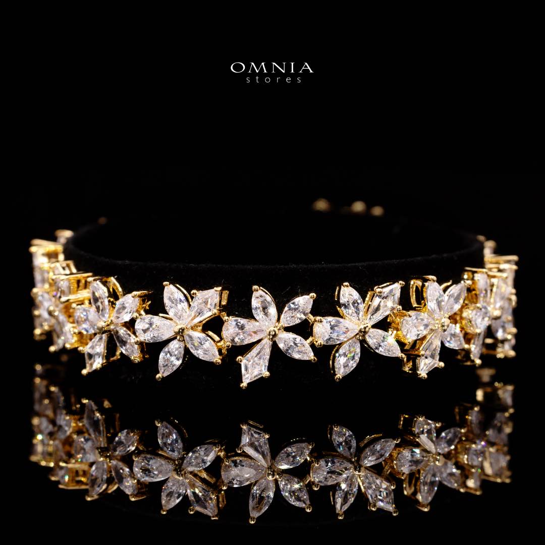 Zoey Bridal Gold Full Set in High Quality Zircon Stone Rhodium Plated - OMNIASTORES KSA