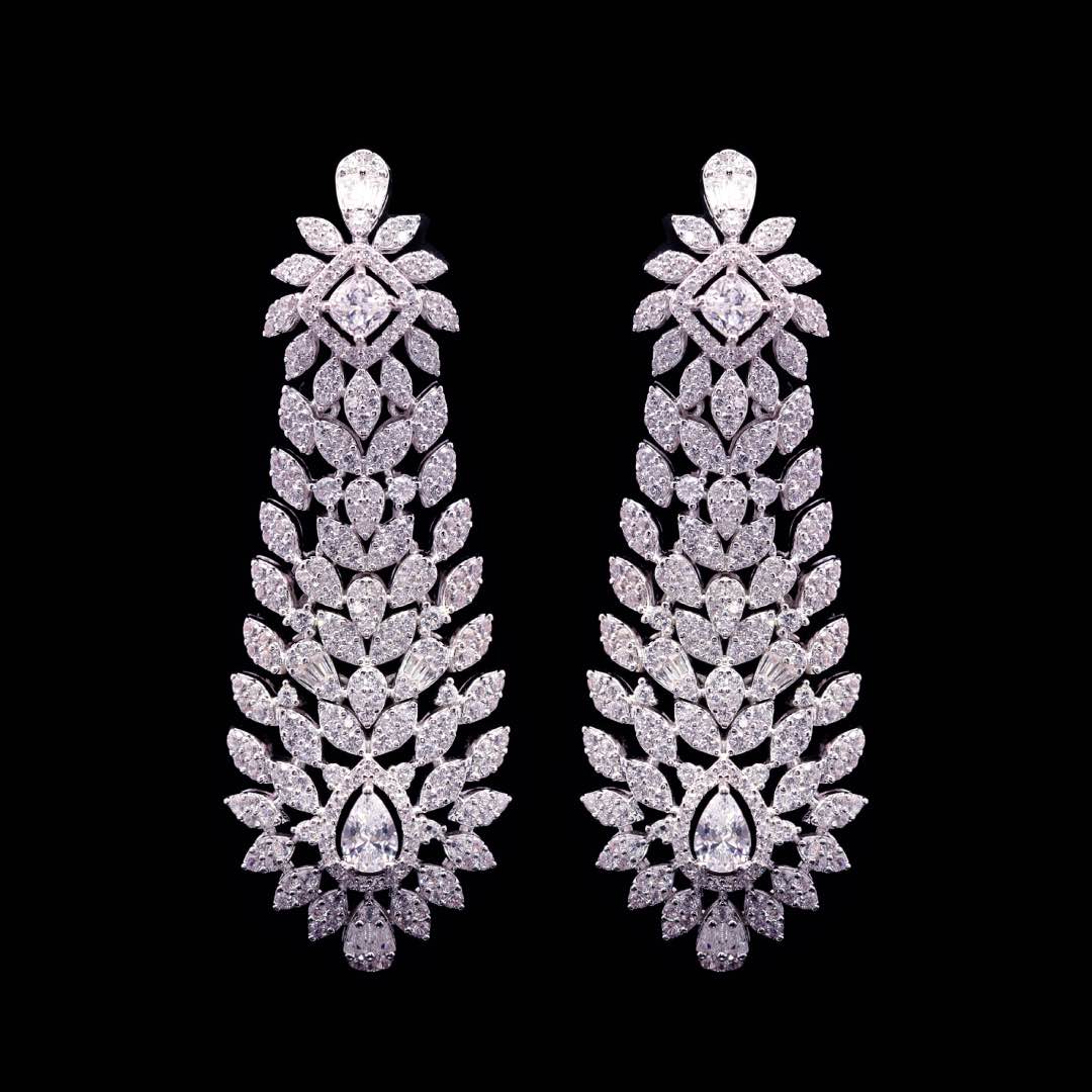 Omnia Asal White Luxury Bridal Full Set in High Quality Zircon Stone Premium Rhodium Plated - OMNIASTORES KSA