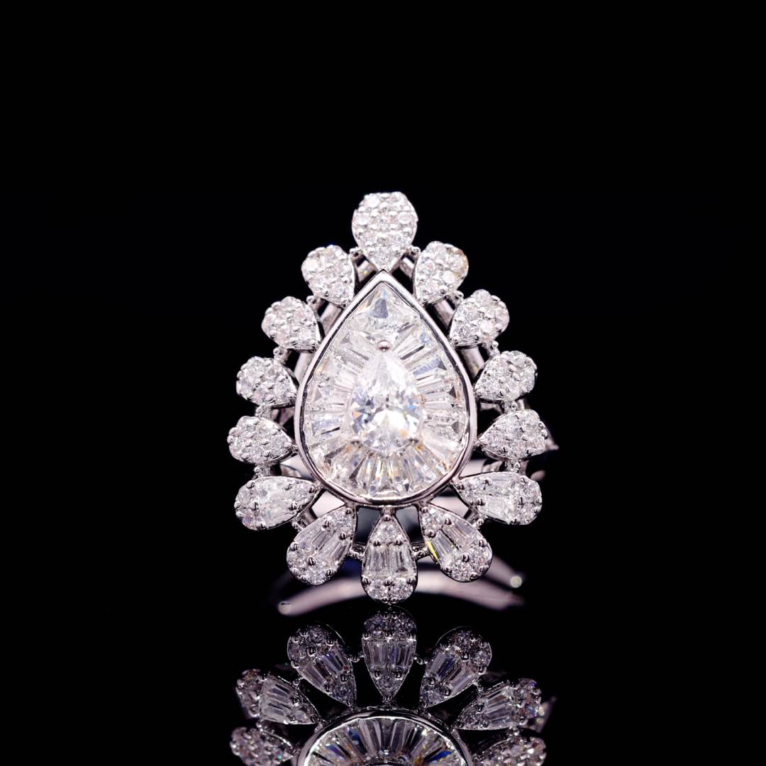 Omnia Ahad Bridal White Long Chain Set In Rhodium Plated With High Quality Zircon Stones - OMNIASTORES KSA