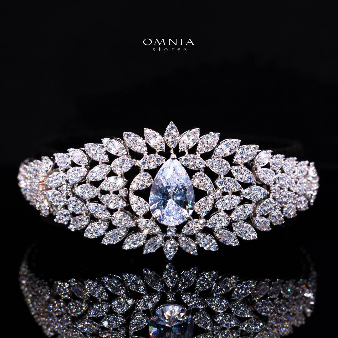 Omnia Asrar White Bridal Full Set in High Quality Zircon Stone Rhodium Plated(16cm only available in KSA) - OMNIASTORES KSA