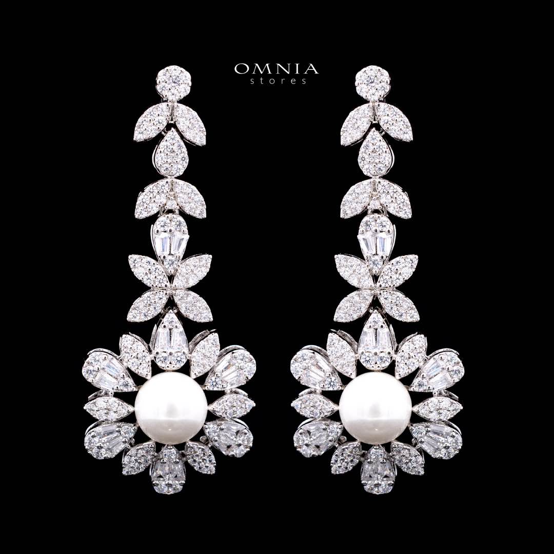 Omnia Rukaya Floral Pearl Luxury Bridal Full Set – High-Quality Zircon & Rhodium Plated Jewelry - OMNIASTORES KSA