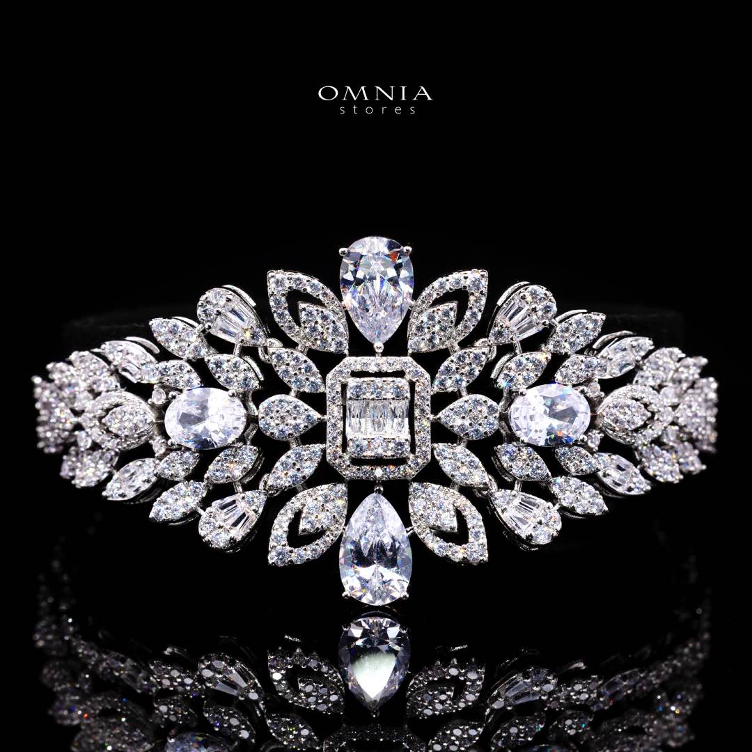 Omnia Athar White Luxury Bridal Full Set in High Quality Zircon Stone Rhodium Plated - OMNIASTORES KSA