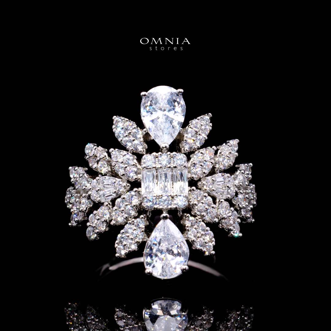 Omnia Athar White Luxury Bridal Full Set in High Quality Zircon Stone Rhodium Plated - OMNIASTORES KSA