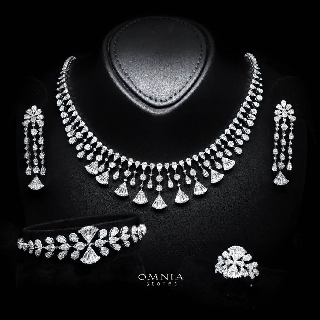 Omnia Camilla White Luxury Bridal Full Set in High Quality Zircon Stone Premium Rhodium Plated - OMNIASTORES UAE