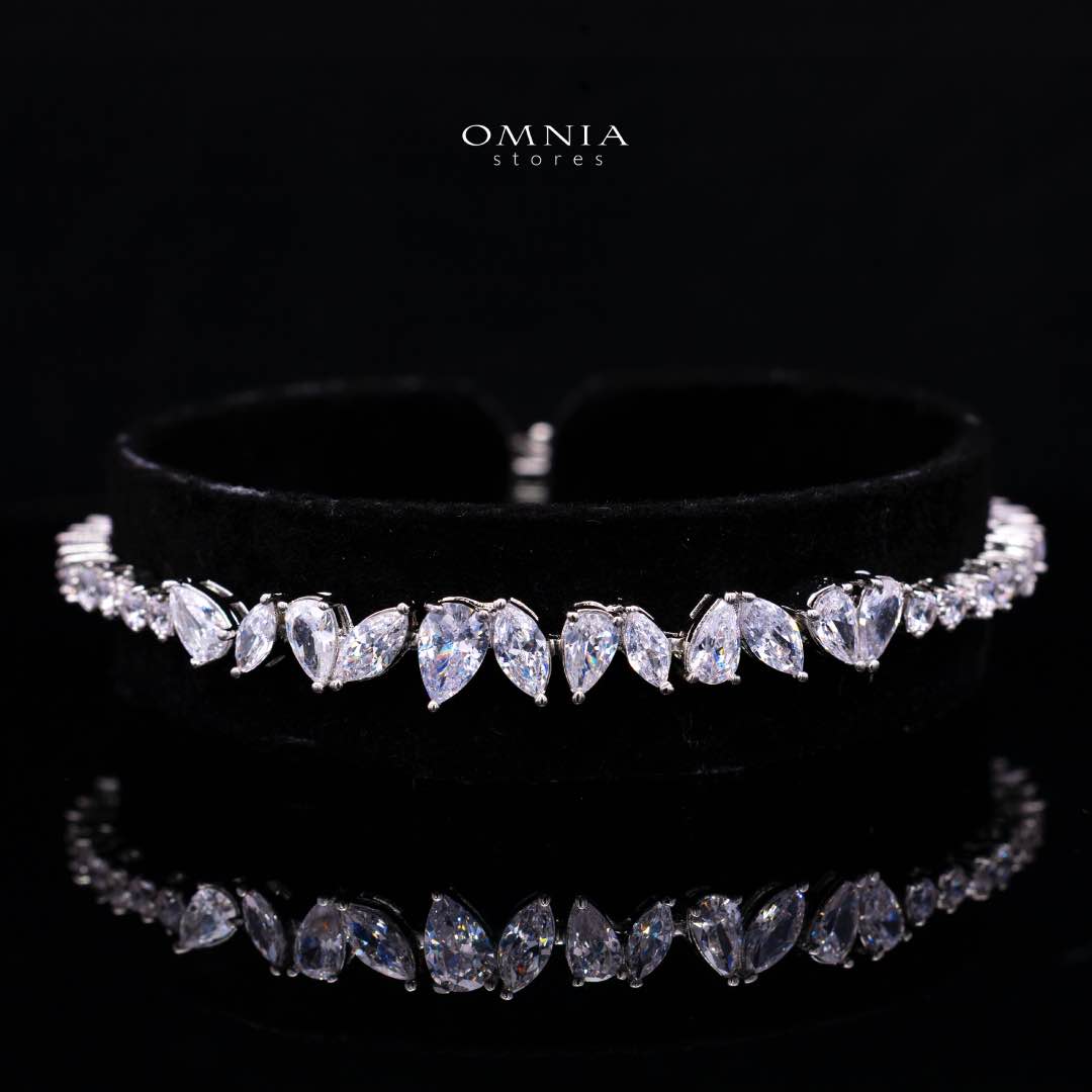 Omnia Claire White Bridal Full Set in High Quality Zircon Stone in Rhodium Plated - OMNIASTORES KSA