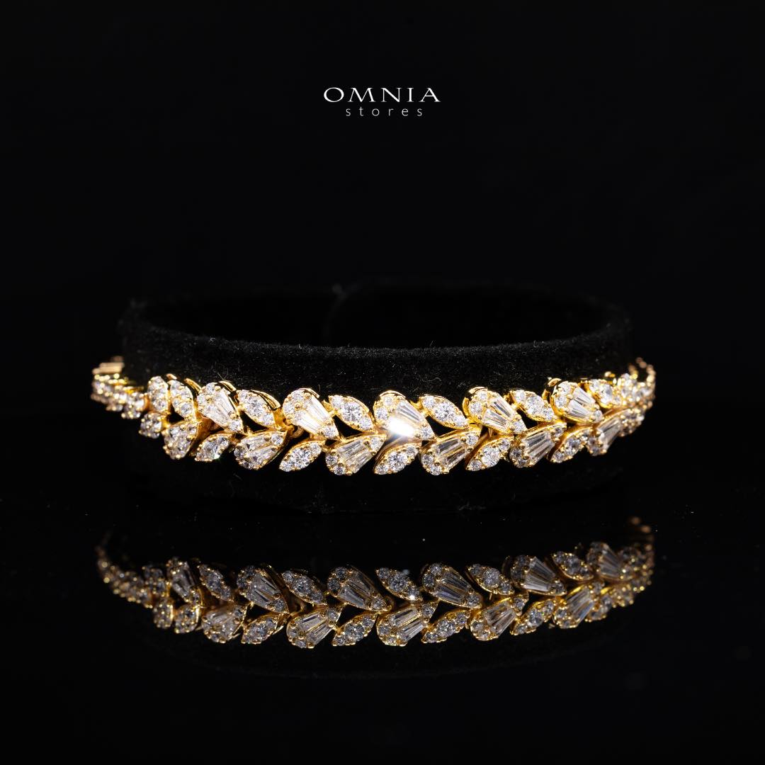 Omnia Aseel Gold Bridal Full Set Accessories in High Quality Zircon Stone Rhodium Plated - OMNIASTORES KSA