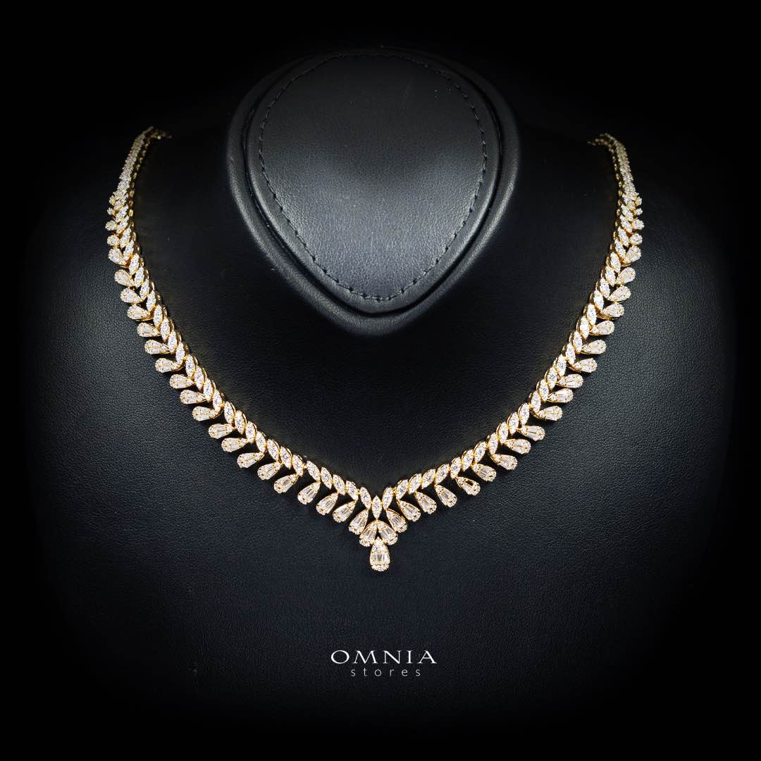 Omnia Aseel Gold Bridal Full Set Accessories in High Quality Zircon Stone Premium Rhodium Plated - OMNIASTORES KSA