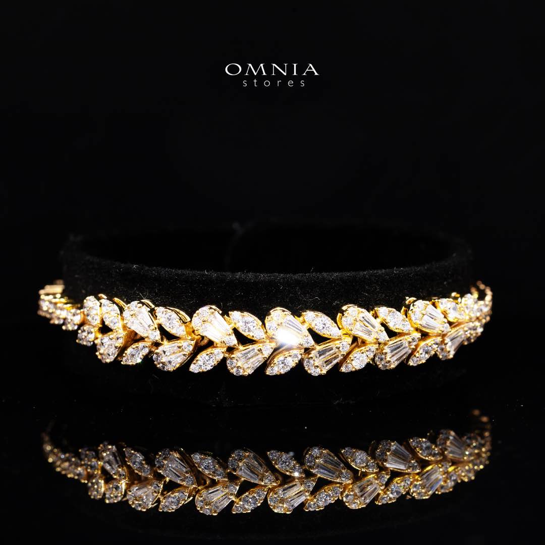 Omnia Aseel Gold Bridal Full Set Accessories in High Quality Zircon Stone Rhodium Plated
