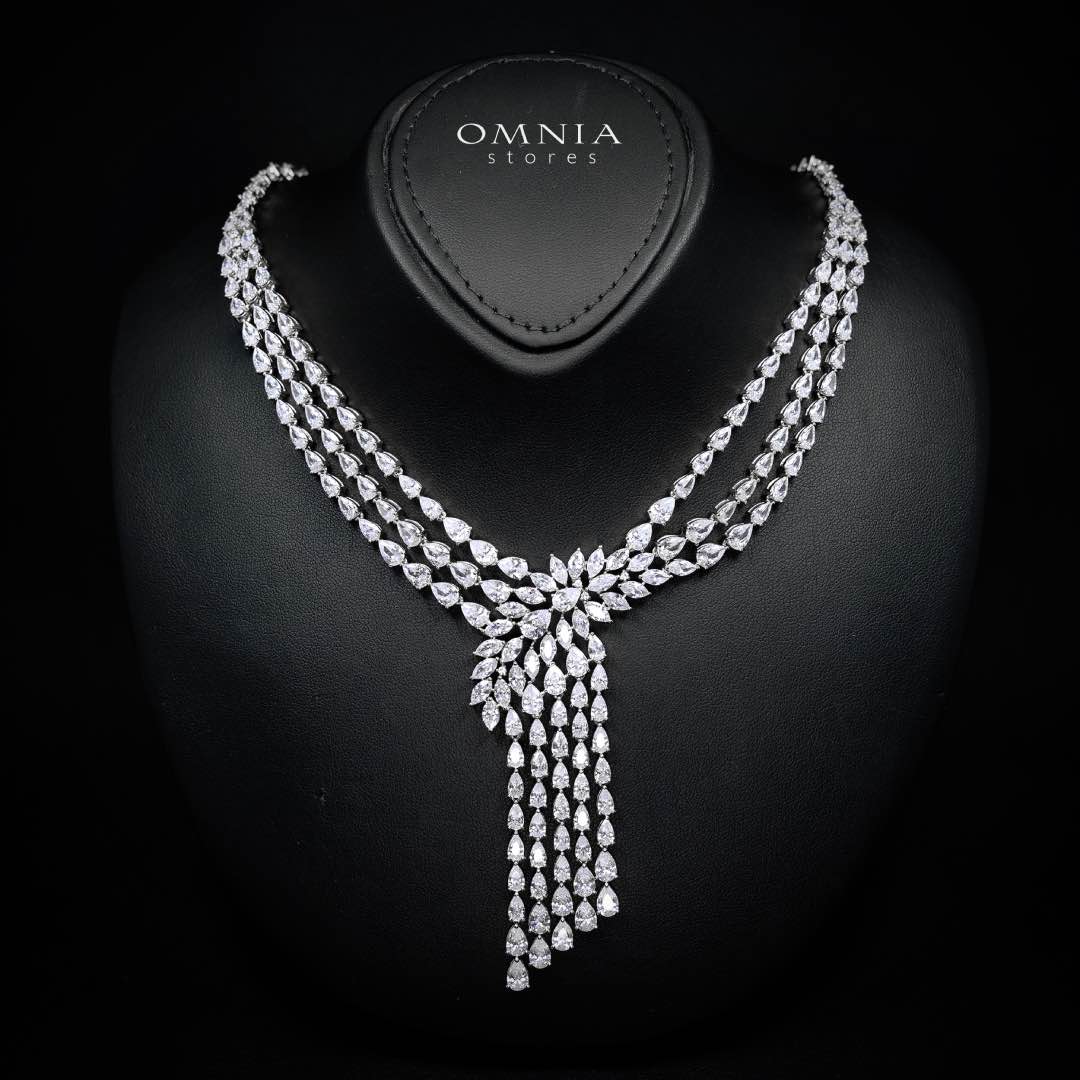 Omnia Rahaf White Luxury Bridal Full Set in High Quality Zircon Stone Premium Rhodium Plated - OMNIASTORES UAE