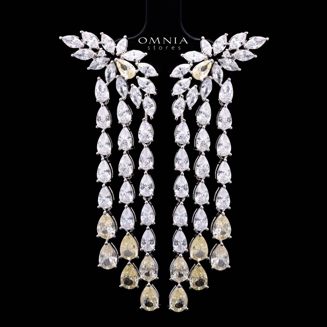 Omnia Rahaf Yellow Bridal Full Set in High Quality Zircon Stone Rhodium Plated - OMNIASTORES KSA