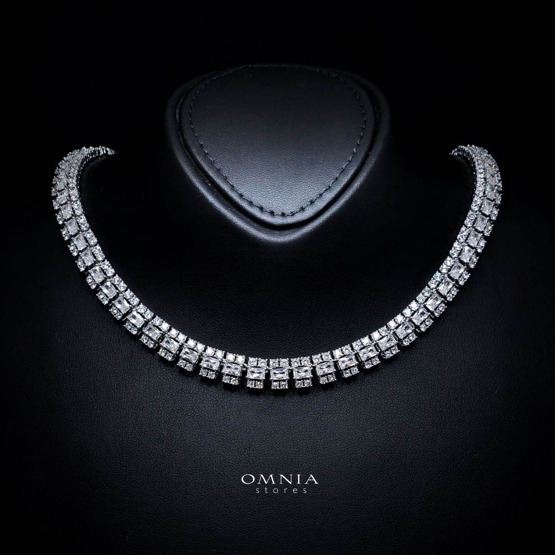 Omnia Hedieh White Bridal Full Set in High Quality Zircon Stone in Rhodium Plated - OMNIASTORES KSA