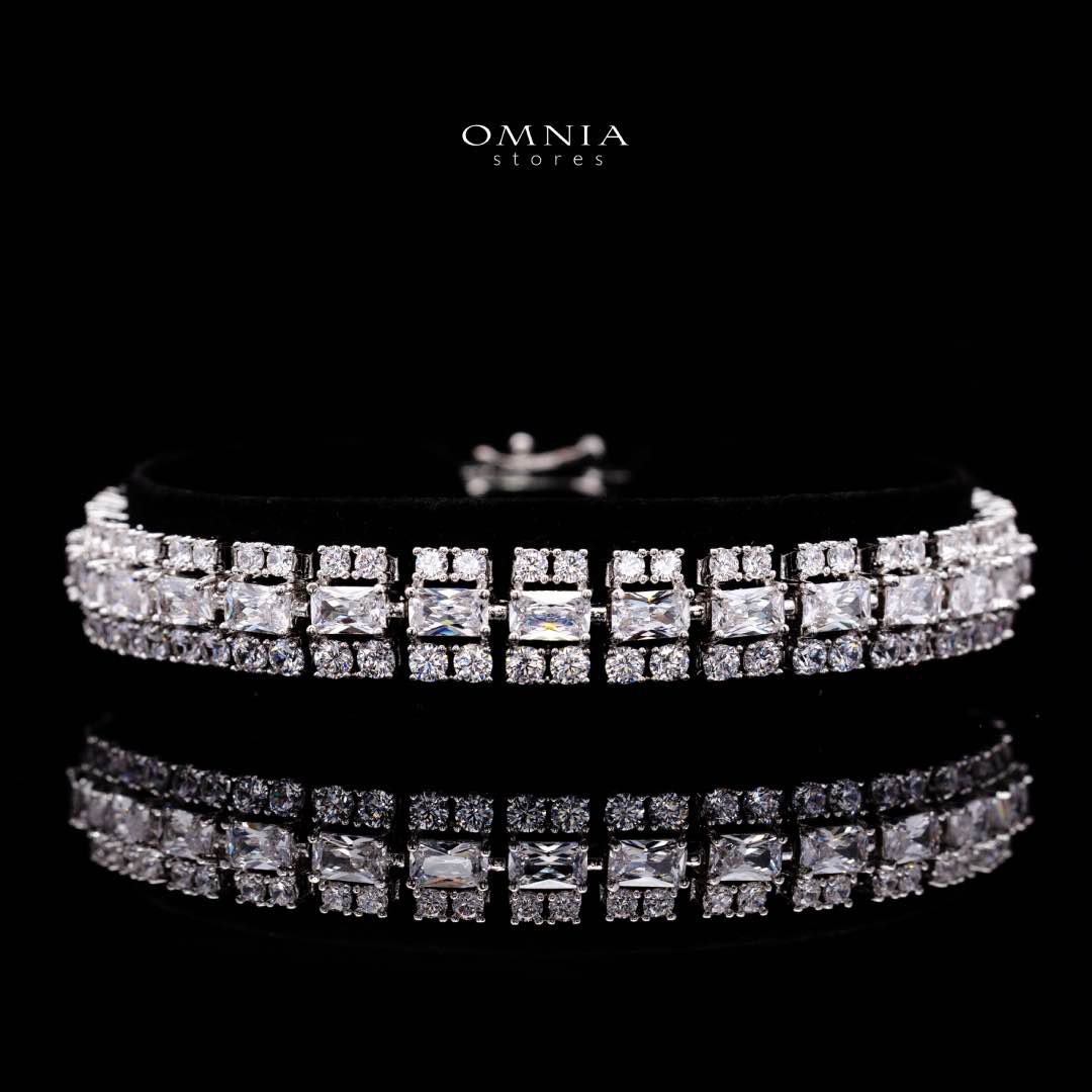Omnia Hedieh White Bridal Full Set in High Quality Zircon Stone in Rhodium Plated - OMNIASTORES KSA