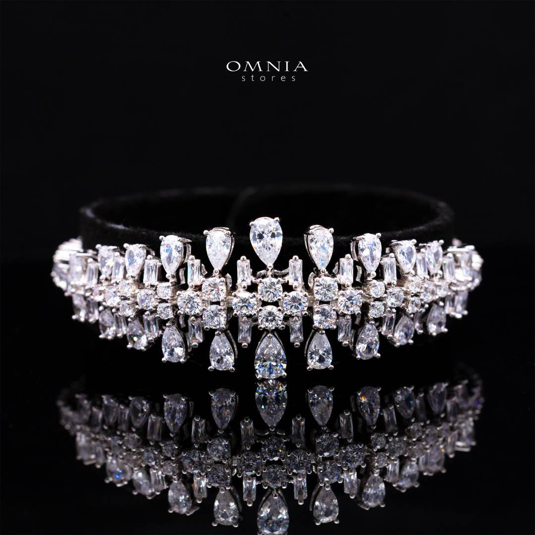 Omnia Nisrine White Luxury Bridal Full Set in High Quality Zircon Stone Rhodium Plated - OMNIASTORES KSA