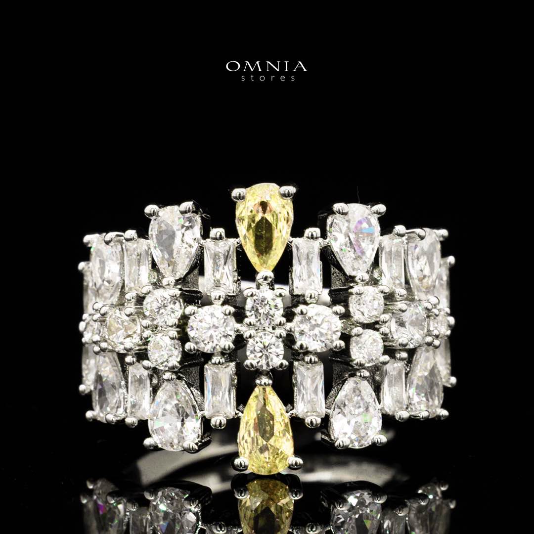 Omnia Nisrine Yellow Bridal Full Set in High Quality Zircon Stone Rhodium Plated - OMNIASTORES KSA