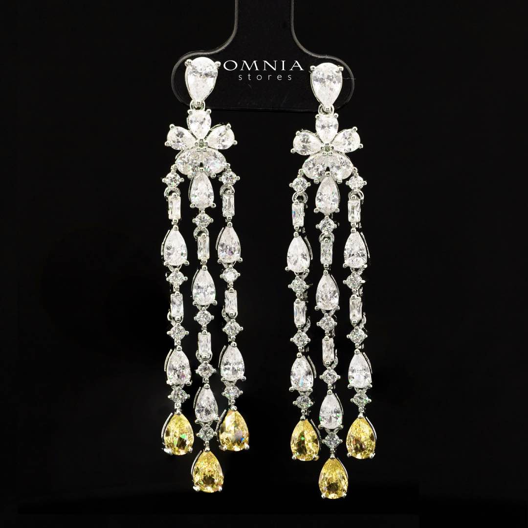 Omnia Nisrine Yellow Bridal Full Set in High Quality Zircon Stone Rhodium Plated - OMNIASTORES KSA