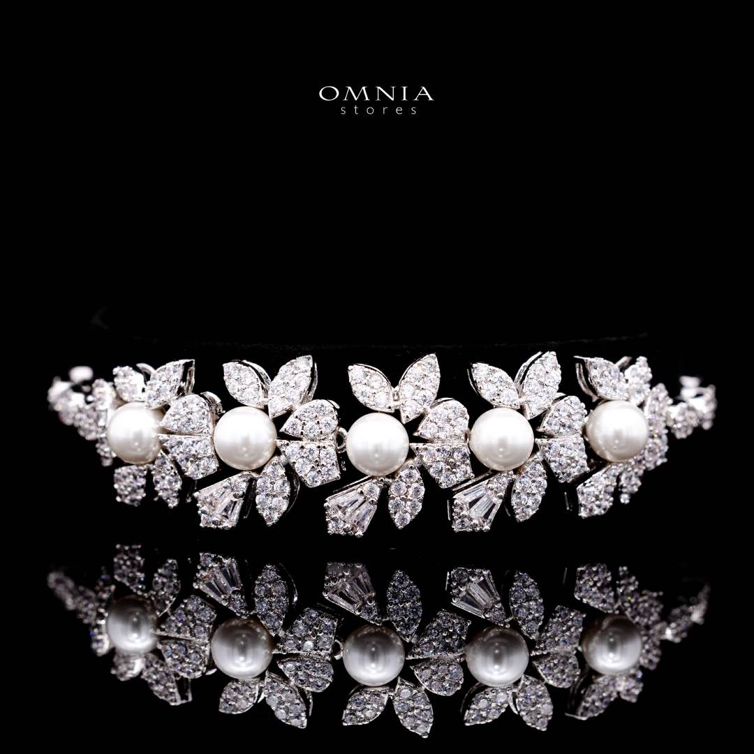 Omnia Maissa Bridal Full Set Accessories in High Quality Zircon Stone in Rhodium Plated - OMNIASTORES KSA