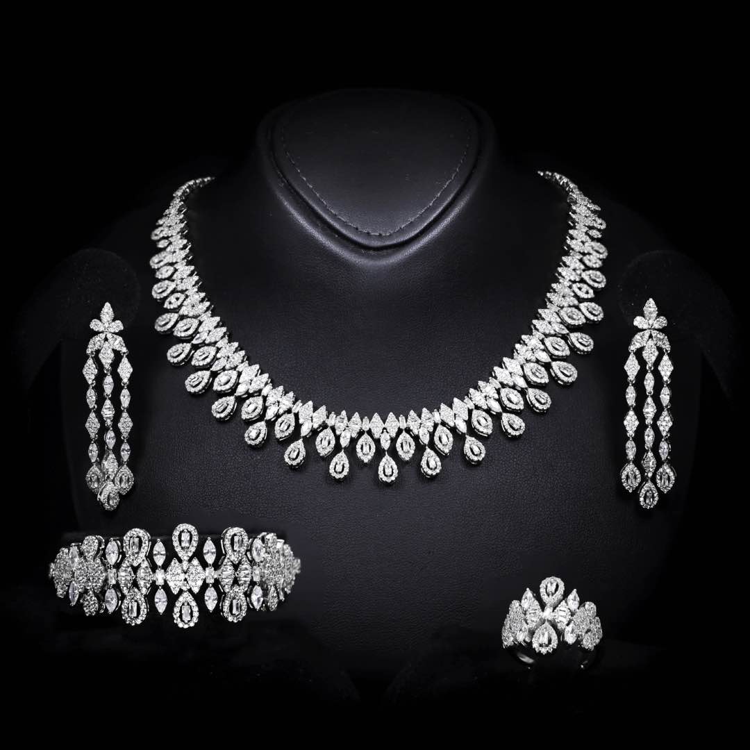 Omnia Sofia White Luxury Bridal Full Set in High Quality Zircon Stone Premium Rhodium Plated - OMNIASTORES KSA