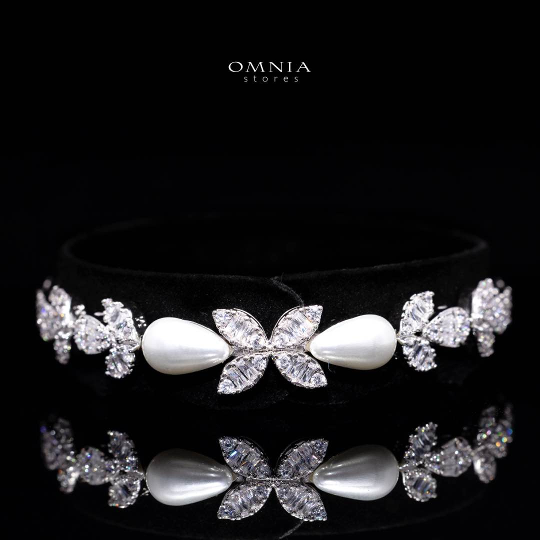 Omnia Shamsa White Pearl Luxury Bridal Full Set in High Quality Rhodium Plated Zircon Stones - OMNIASTORES KSA