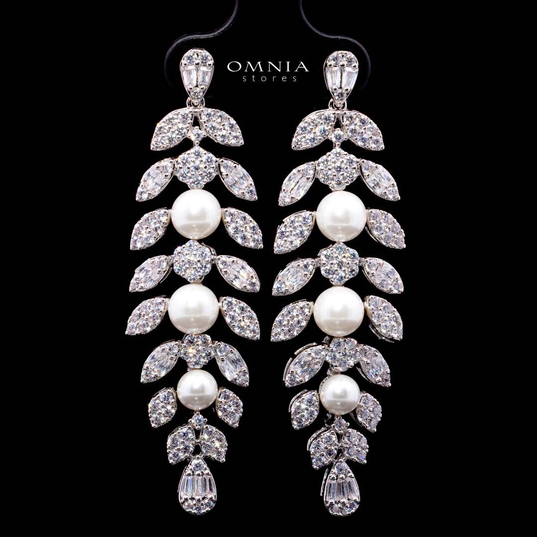 Omnia Laurah Luxury Bridal White Full Set in High Quality Zircon Stone Rhodium Plated - OMNIASTORES KSA
