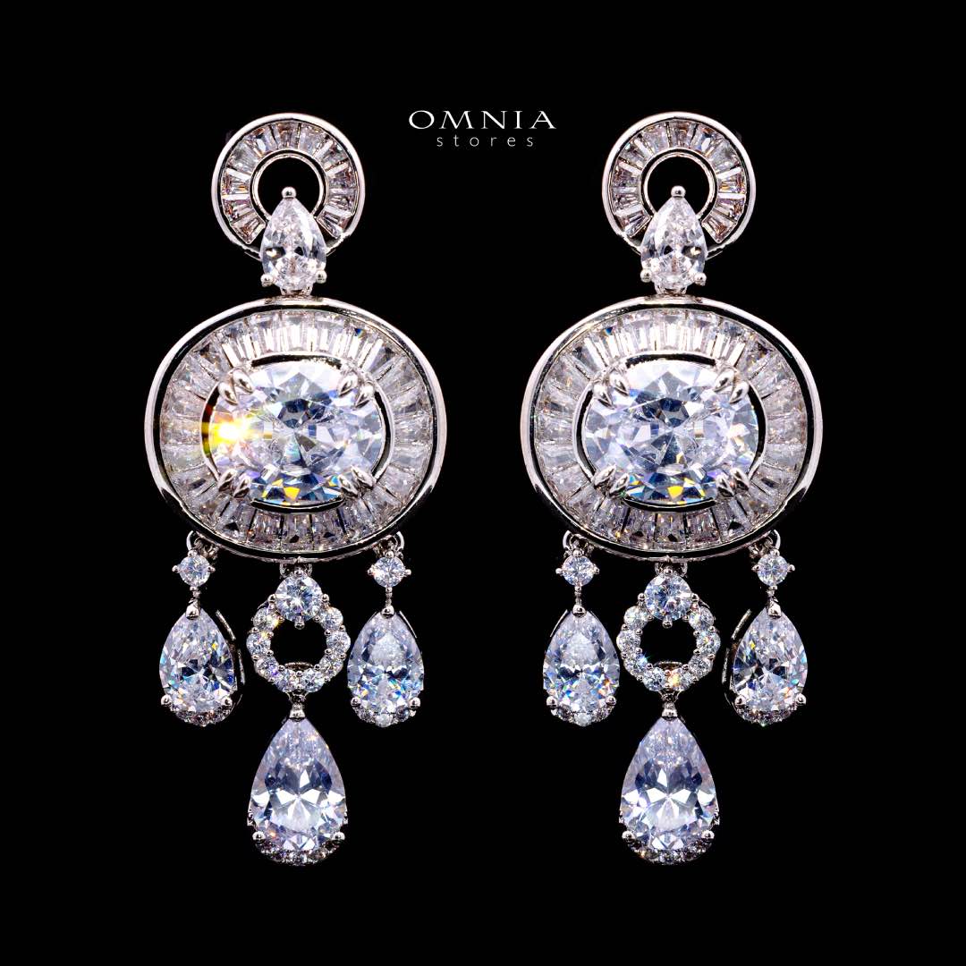 Omnia Hayah White Bridal Full Set in High Quality Zircon Stone in Rhodium Plated - OMNIASTORES KSA