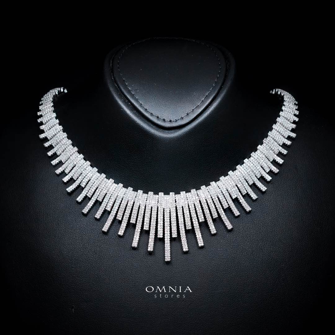 Omnia Ashley White Luxury Bridal Full Set Accessories High Quality Zircon Stone in Rhodium Plated