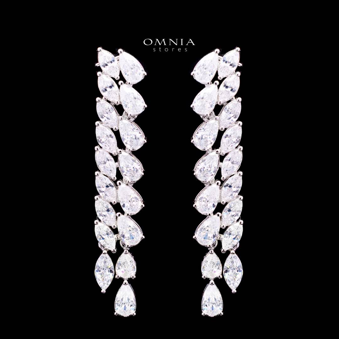 Omnia Nourhane White Double Layer Bridal Full Set in High Quality Zircon Stone Premium Rhodium Plated