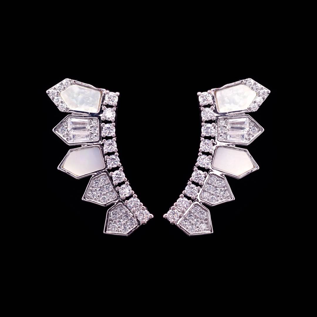 Omnia Shareefa White Luxury Bridal Full Set Accessories in High Quality Zircon Stone Premium Rhodium Plated - OMNIASTORES KSA