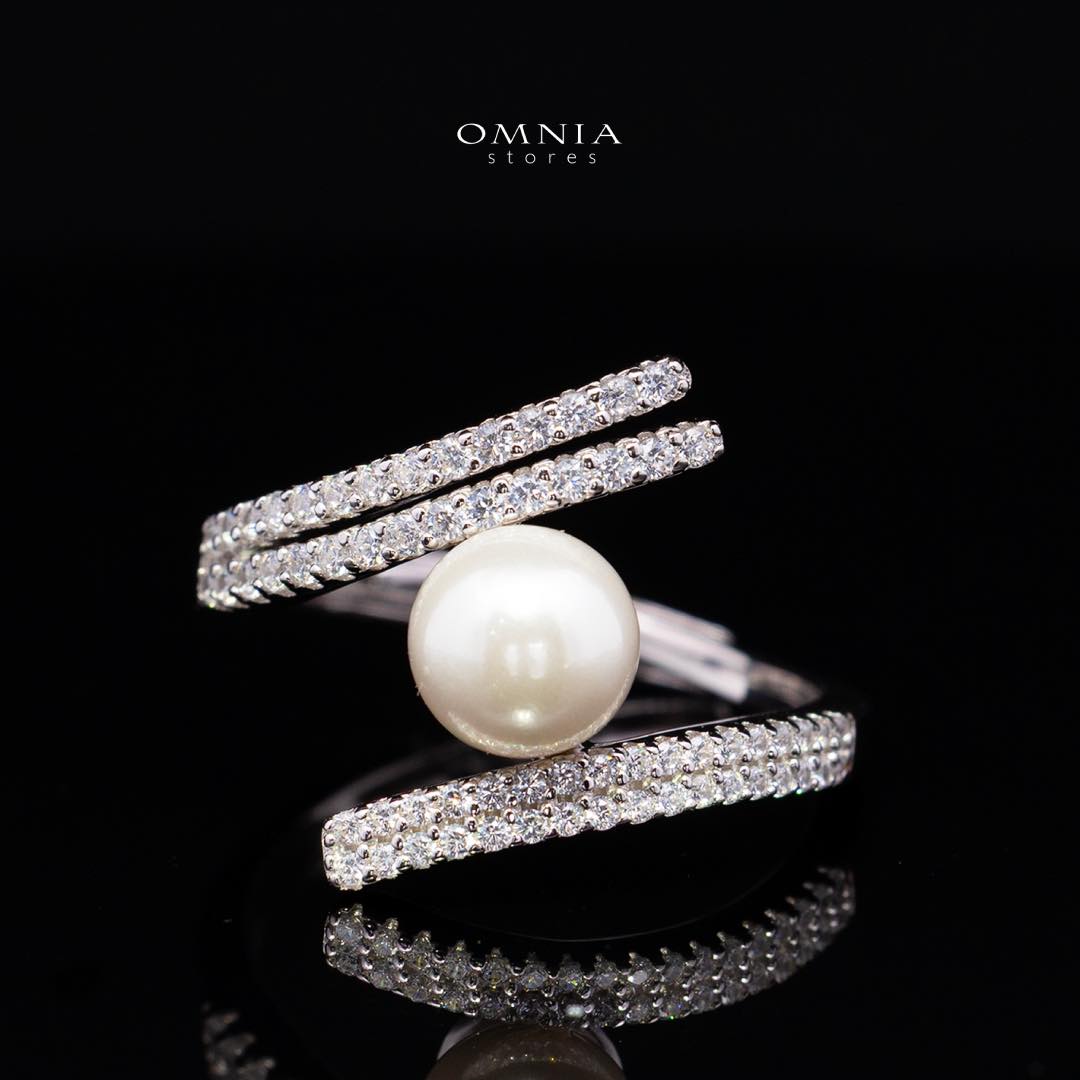 Omnia Ashley Pearl White Bridal Full Set in 925 Silver with High Quality Simulated Diamonds - OMNIASTORES KSA