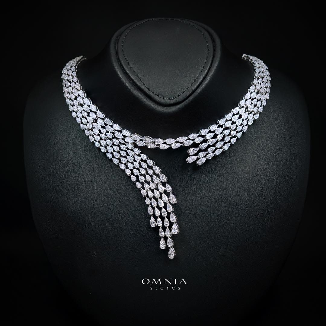 Omnia Beretta Luxury White Bridal Full Set in High Quality Zircon Stone Rhodium Plated(Size 16 Only Available in KSA) - OMNIASTORES KSA