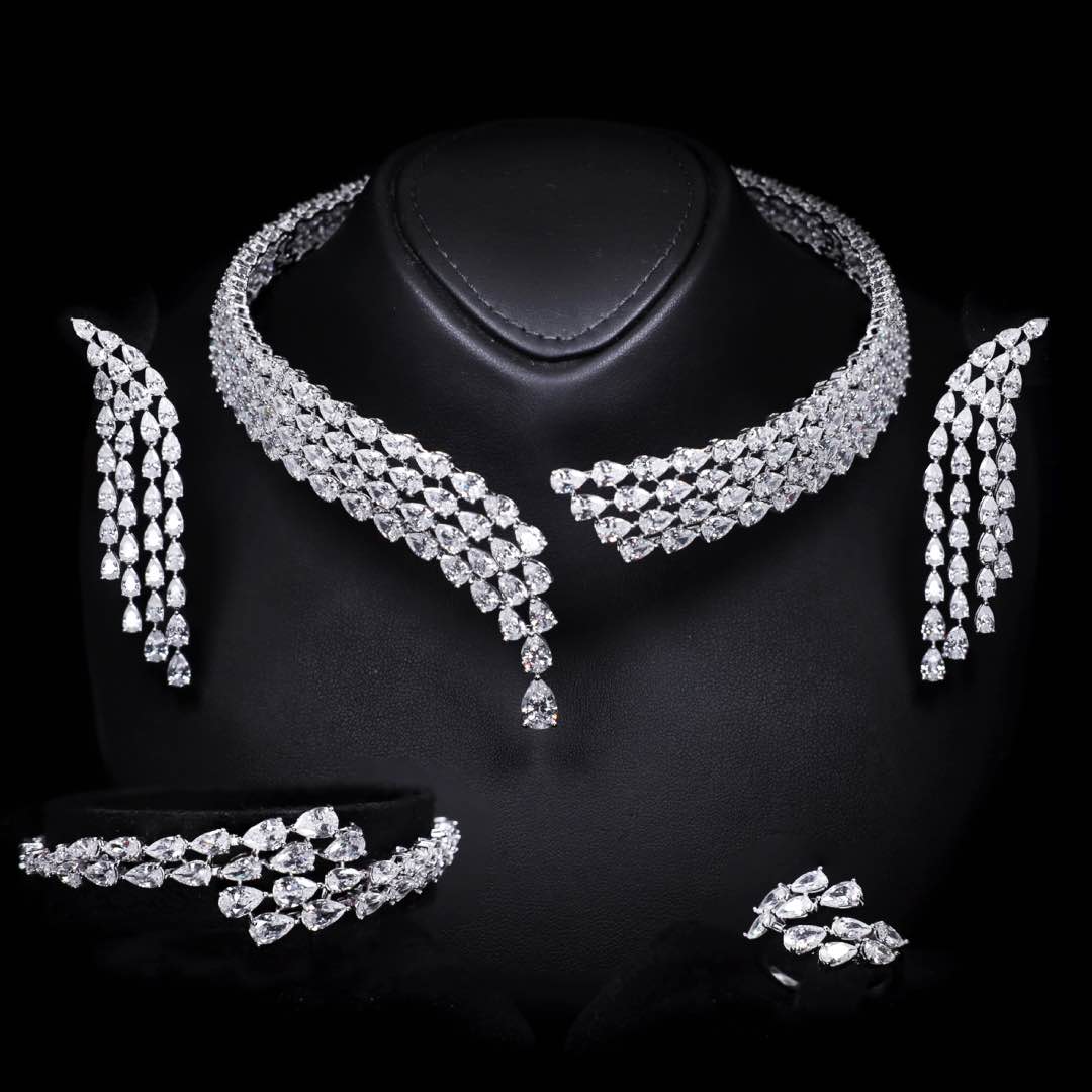 Omnia Ciara White Luxury Bridal Full Set in High Quality Zircon Stone Premium Rhodium Plated - OMNIASTORES KSA