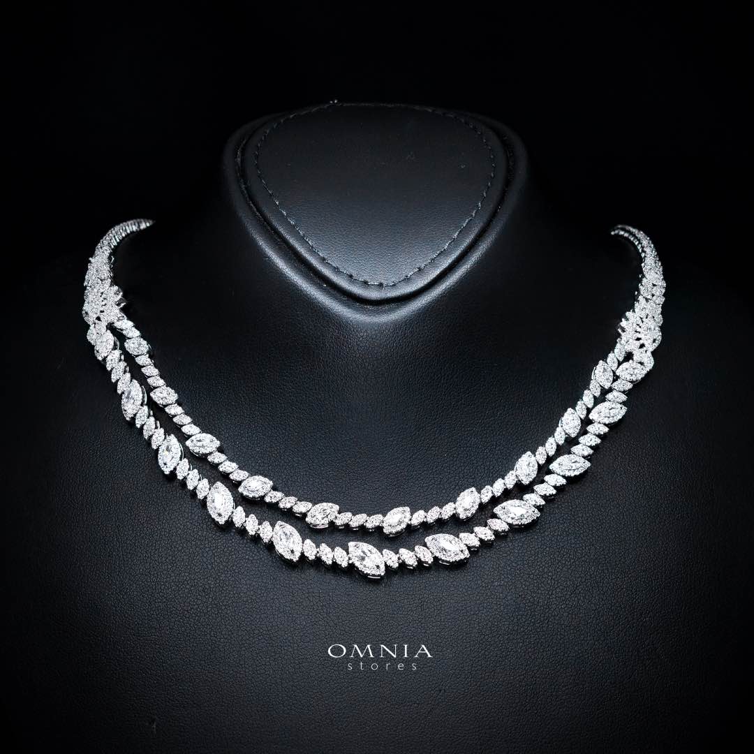 Omnia Nada White Bridal Full Set in High Quality Zircon Stone Rhodium Plated