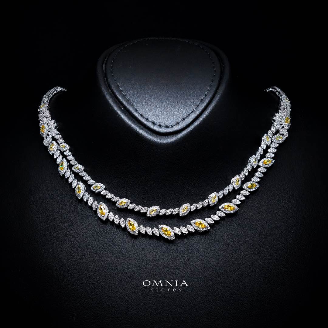 Omnia Nada Yellow Bridal Full Set in High Quality Zircon Stone Rhodium Plated - OMNIASTORES KSA