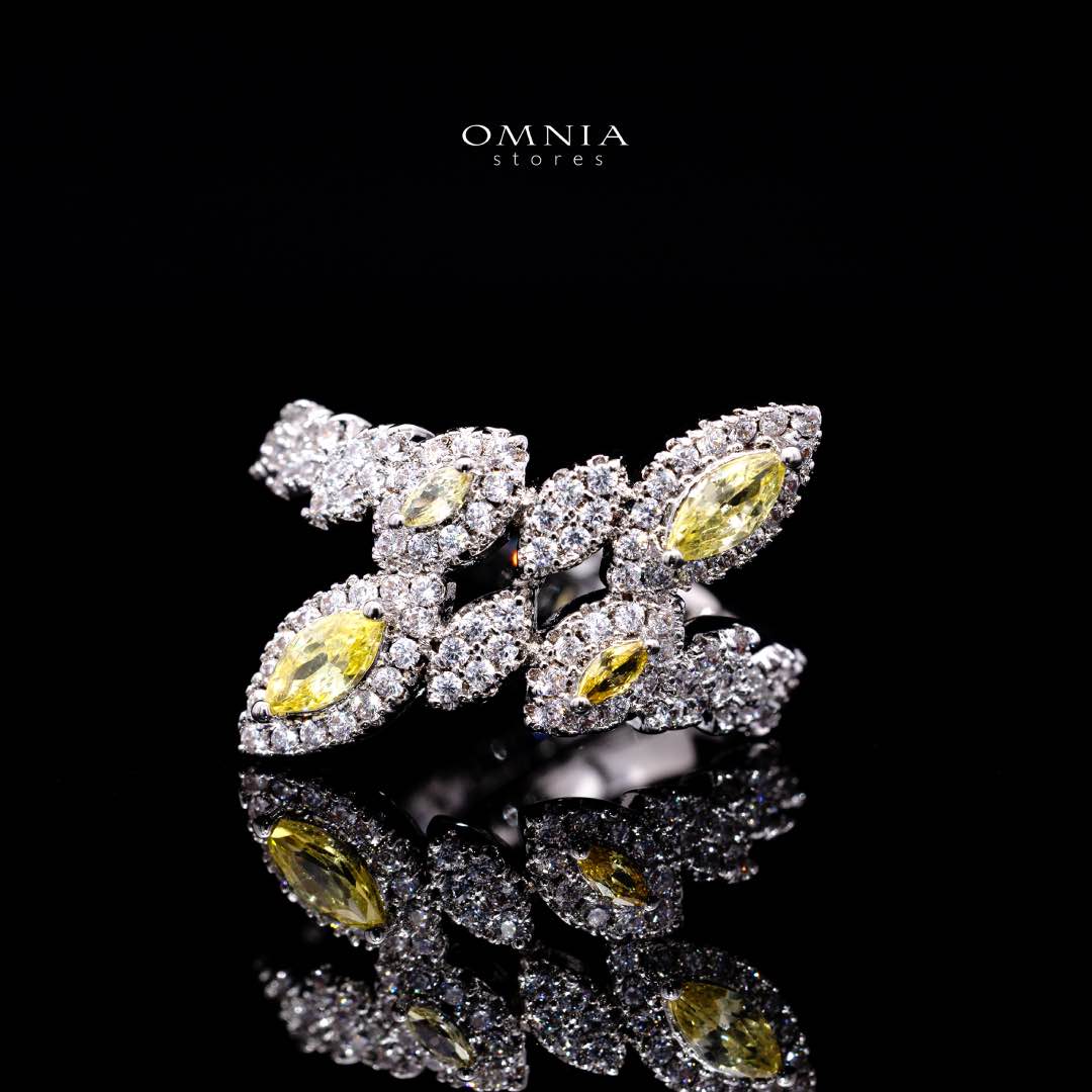 Omnia Nada Yellow Bridal Full Set in High Quality Zircon Stone Rhodium Plated - OMNIASTORES KSA