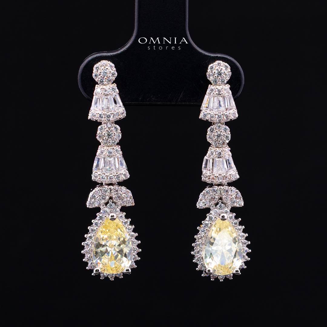 Omnia Ethereal Yellow Luxury Bridal Full Set in High Quality Rhodium Plated Zircon Stones - OMNIASTORES KSA