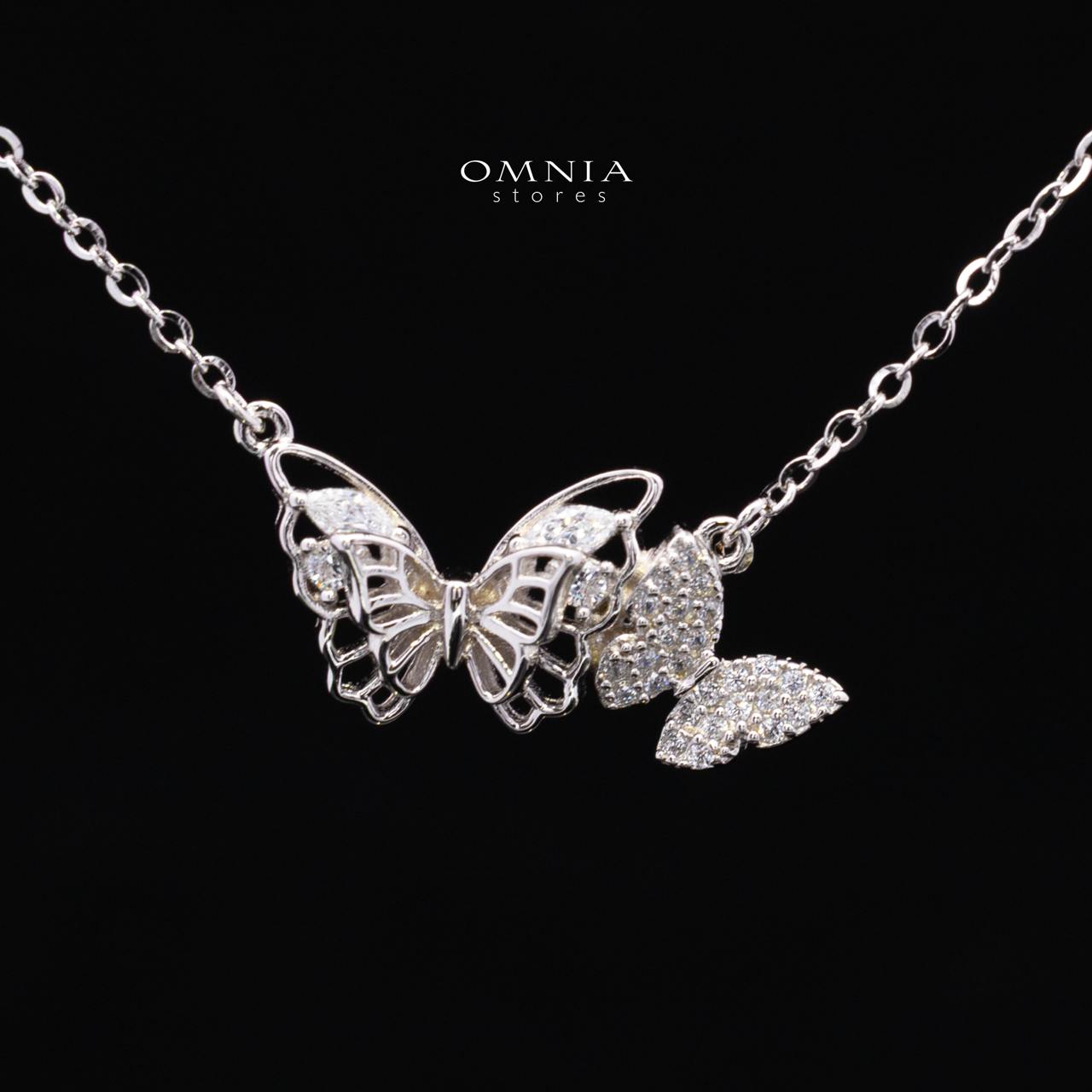 Araceli Butterfly Necklace and Earrings Set in 925 Sterling Silver with Premium Simulated Diamonds - OMNIASTORES KSA