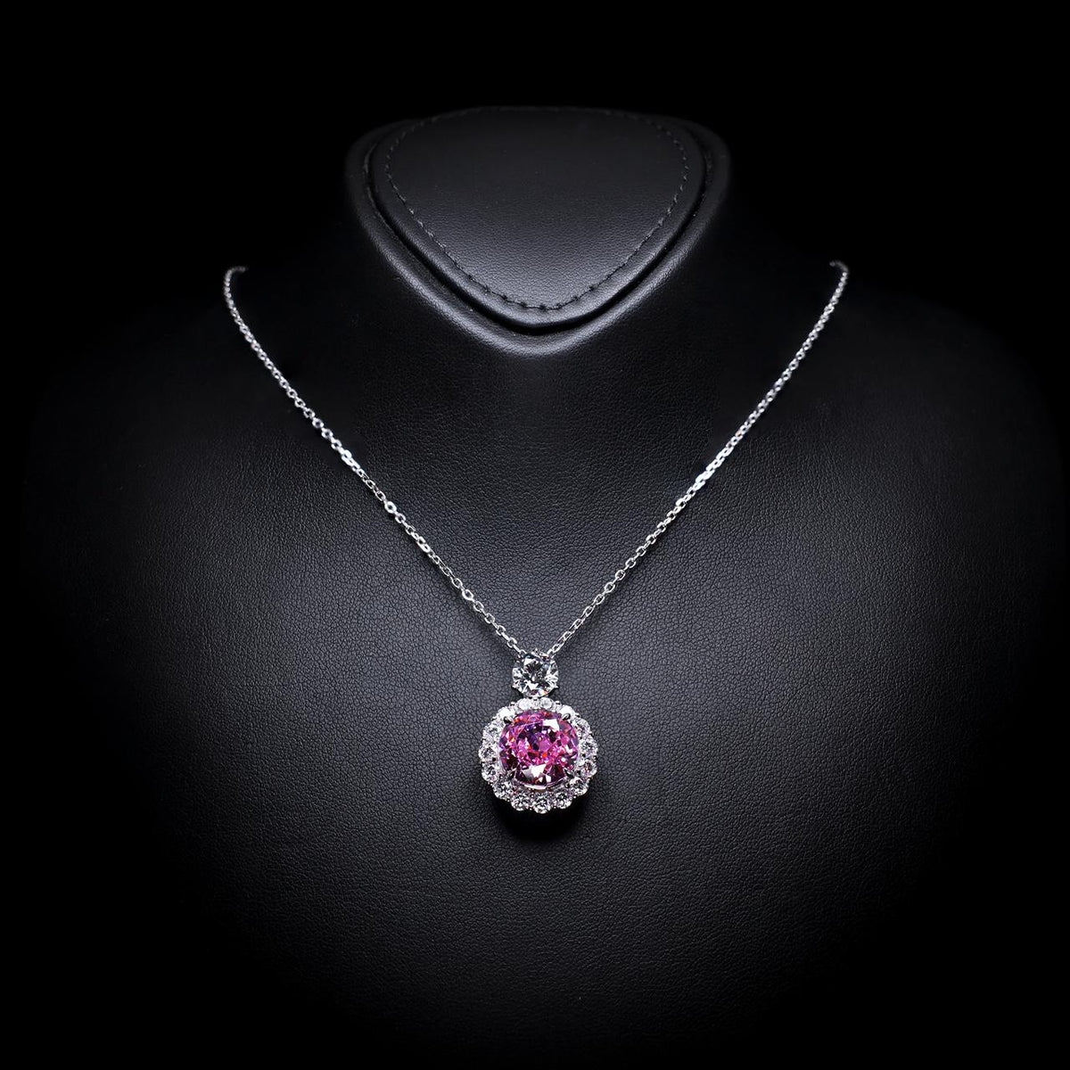 Abrar Pink Necklace with Certificate | Simulated Diamonds in 925 Sterling Silver