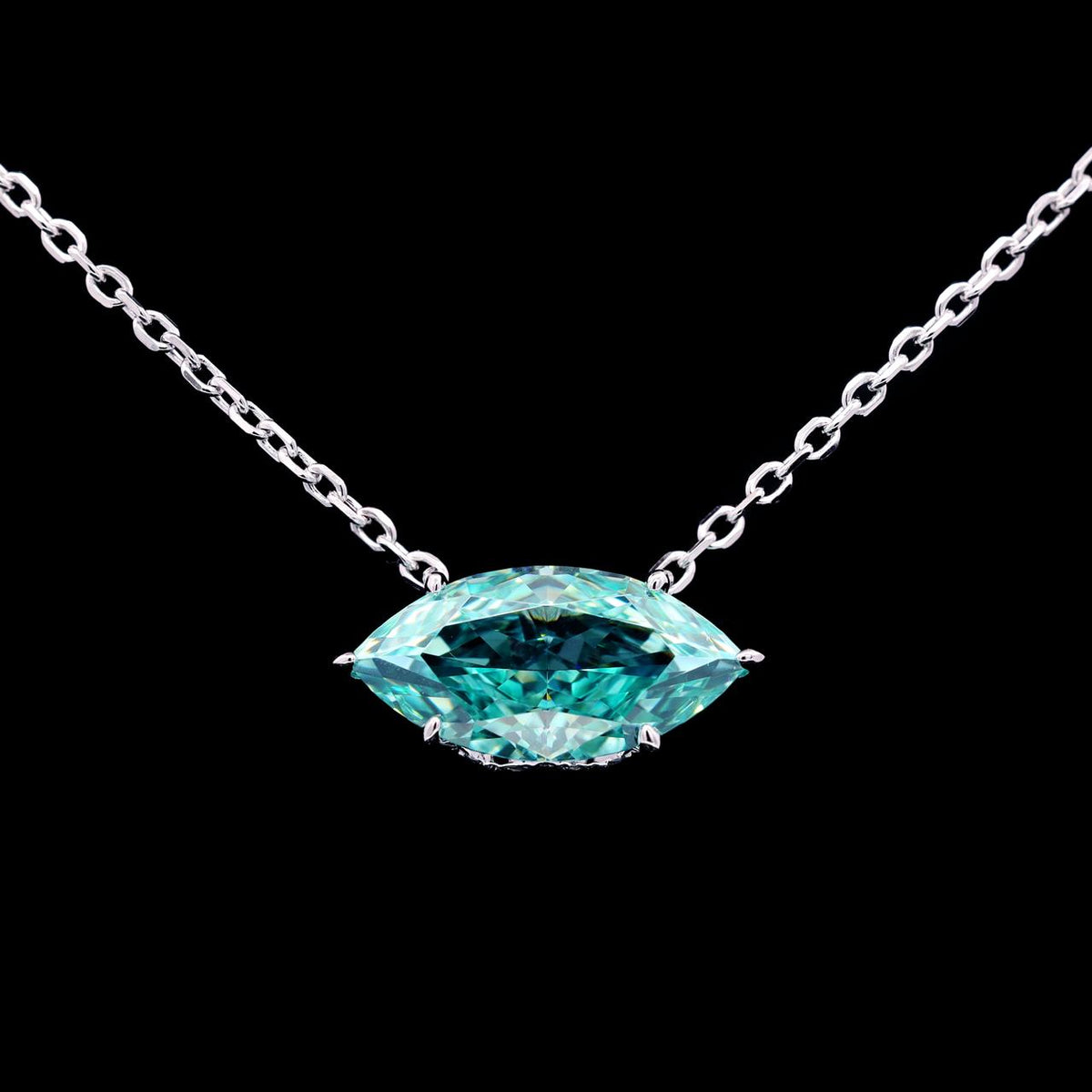 Ailsa Turquoise Pavé Necklace with Certificate | High-Quality Simulated Diamonds in 925 Sterling Silver