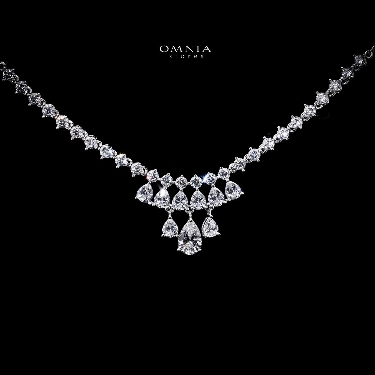 Omnia Amaal White Pendant Necklace With High Quality Certified Lab Crafted Stones In 925 Silver