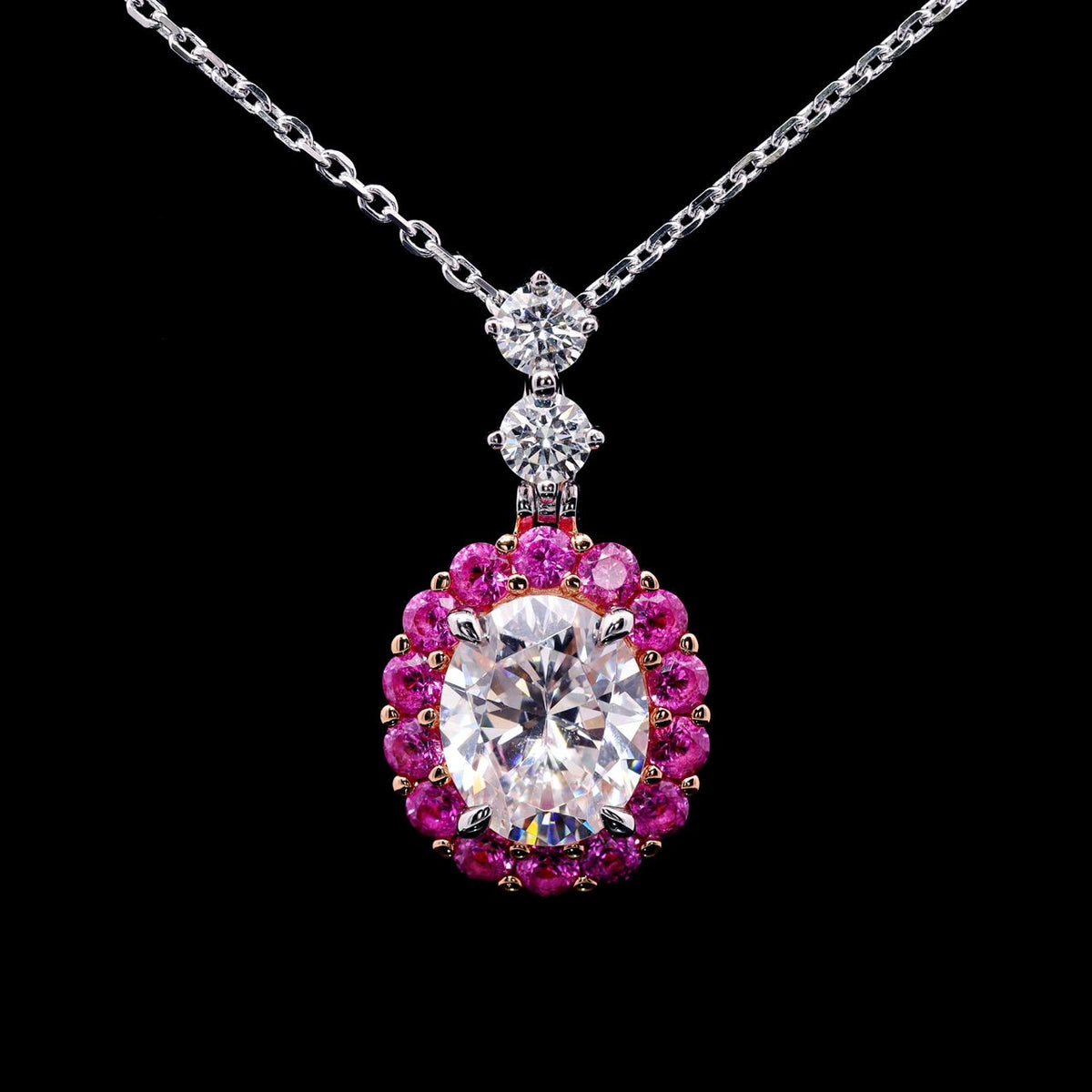 Areej Pink Necklace with Certificate | High-Quality Simulated Diamonds in 925 Sterling Silver