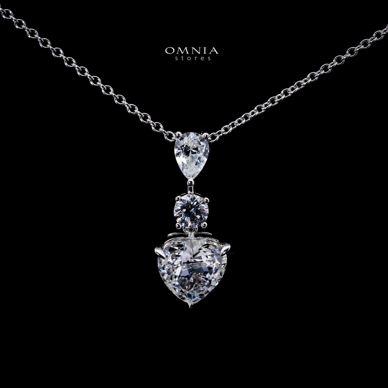 Omnia Ayen White Heart Pendant Necklace With High Quality Certified Lab Crafted Stones In 925 Silver - OMNIASTORES KSA
