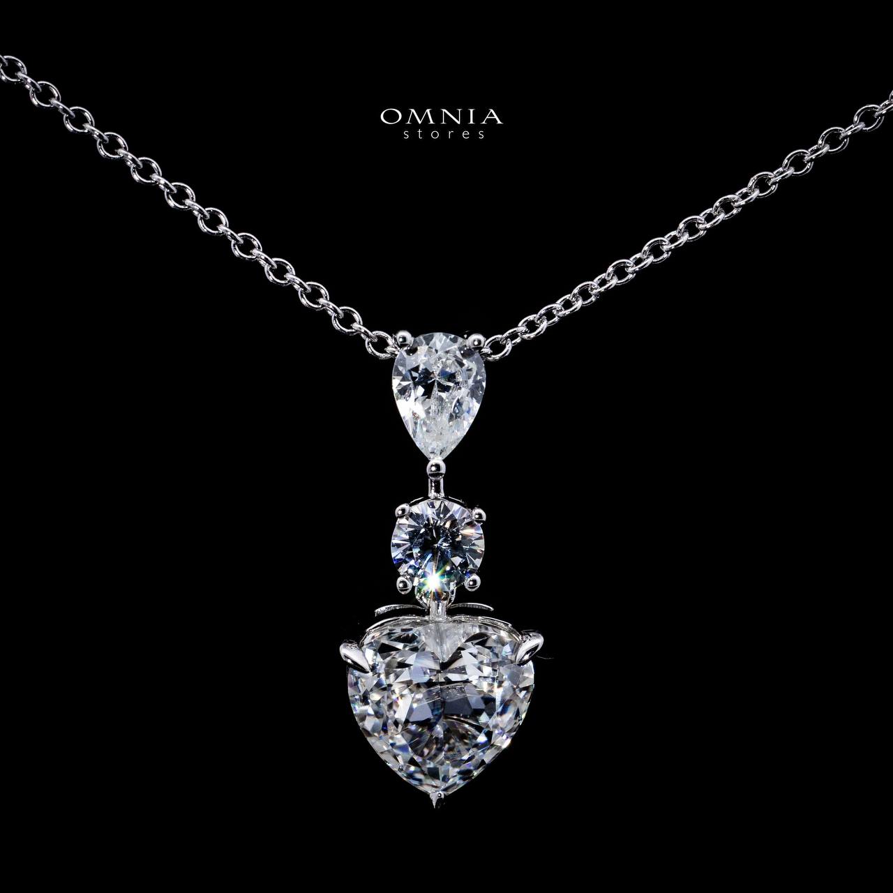 Omnia Ayen White Heart Pendant Necklace With High Quality Certified Lab Crafted Stones In 925 Silver - OMNIASTORES KSA