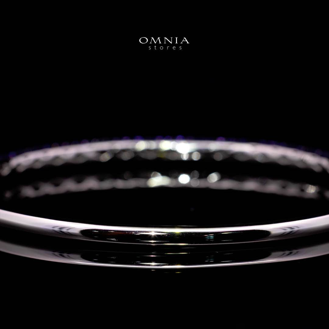 Omnia Zenah Purple Bangle With High Quality Simulated Diamonds in 925 Silver - OMNIASTORES KSA