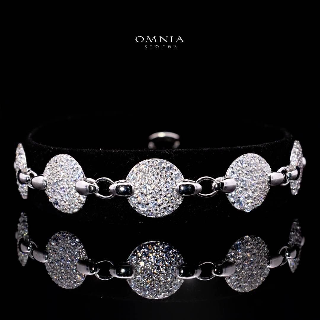 Omnia Reham White Silver Bracelet in 925 Silver High Quality Simulated Diamonds - OMNIASTORES KSA