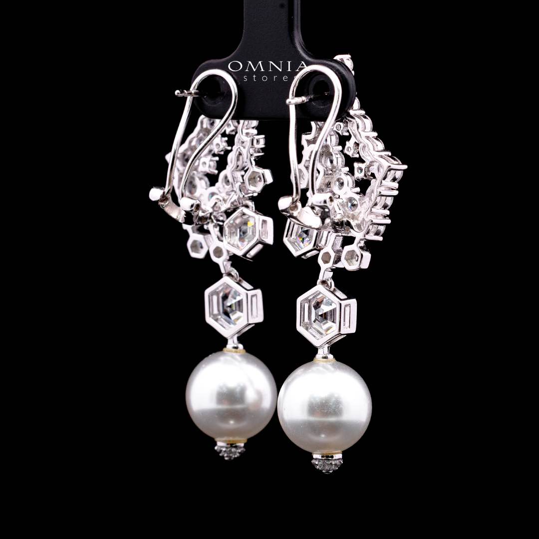Omnia Suraiya Silver Winged Freash Real Pear Drop Earrings in 925 Silver High Quality White Simulated Diamond Stones - OMNIASTORES KSA