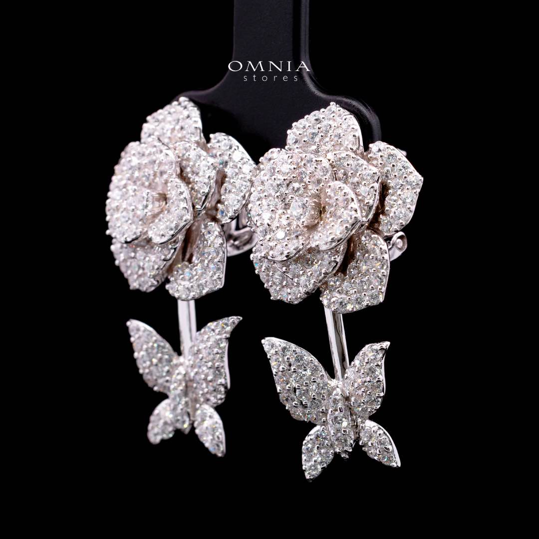 Omnia Olla White Earrings In 925 Silver In High Quality Simulated diamonds